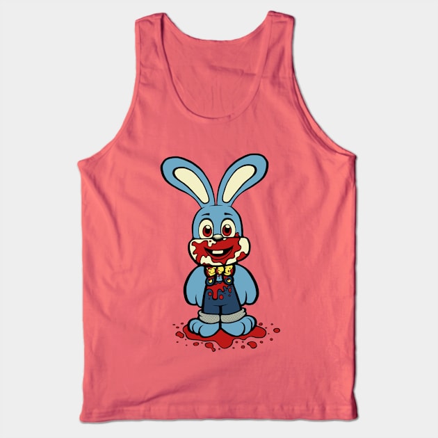 Blue Robbie the Rabbit Tank Top by jellysoupstudios